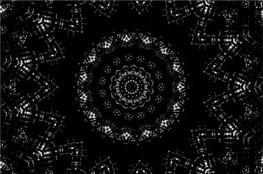 Süslü kaleydoskopik siyah beyaz arkaplan