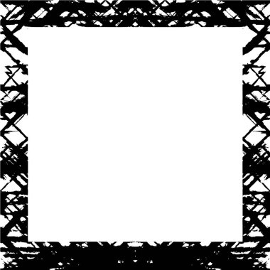Beyaz arkaplanda kare grunge çerçeve, vektör illüstrasyonu.