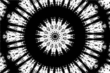 Kaleydoskopik süslemeli siyah beyaz arkaplan.