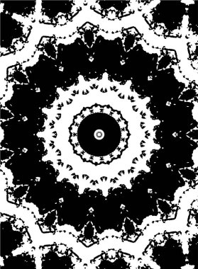 Süslü kaleydoskopik siyah beyaz arkaplan