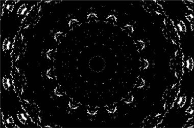 Kaleydoskopik süslemeli siyah beyaz arkaplan.