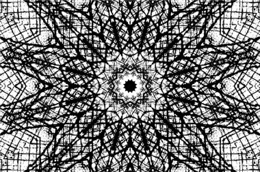 Süslü kaleydoskopik siyah beyaz arkaplan