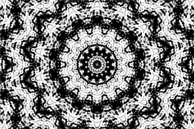 Süslü kaleydoskopik siyah beyaz arkaplan