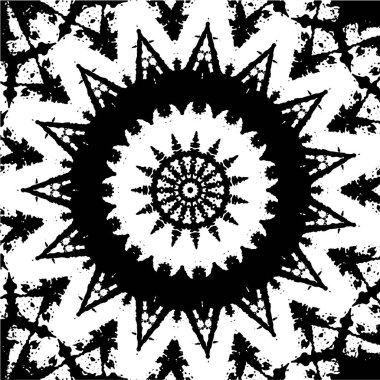 Süslü kaleydoskopik siyah beyaz arkaplan