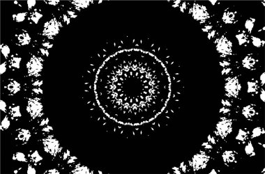 Kaleydoskopik süslemeli siyah beyaz arkaplan.