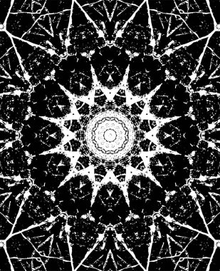 Süslü kaleydoskopik siyah beyaz arkaplan