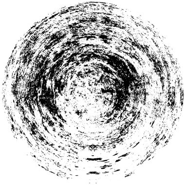 Beyaz arka planda soyut mürekkep çemberi, yuvarlak grunge damgası, eski püskü boya dokusu.