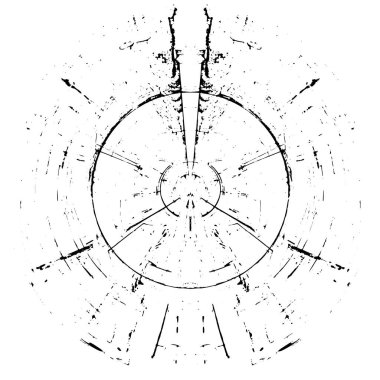 Beyaz arka planda soyut mürekkep çemberi, yuvarlak grunge damgası, eski püskü boya dokusu.