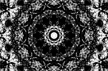 Süslü kaleydoskopik siyah beyaz arkaplan