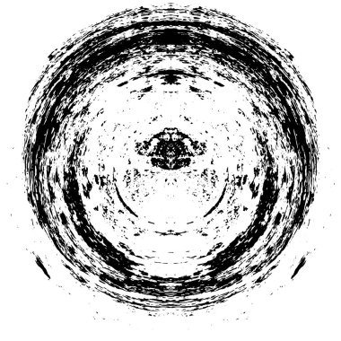 Beyaz arka planda soyut mürekkep çemberi, yuvarlak grunge damgası, eski püskü boya dokusu.