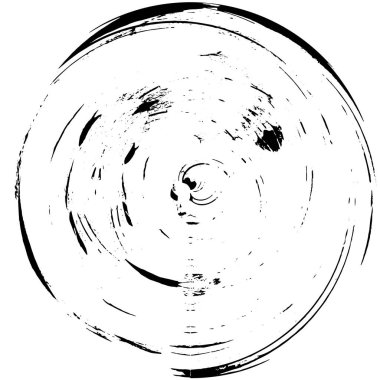 Beyaz arka planda soyut mürekkep çemberi, yuvarlak grunge damgası, eski püskü boya dokusu.