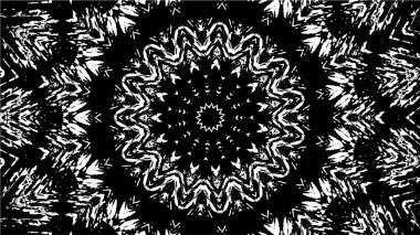 Kaleydoskopik süslemeli siyah beyaz arkaplan.