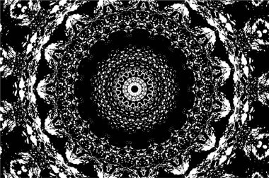 Kaleydoskopik süslemeli siyah beyaz arkaplan.