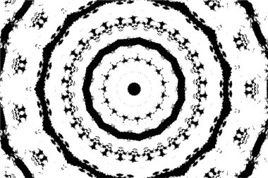 Kaleydoskopik süslemeli siyah beyaz arkaplan.