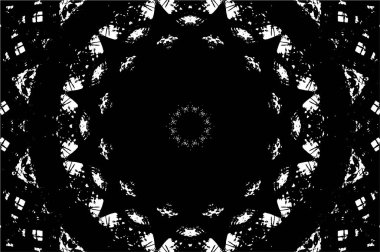 Süslü kaleydoskopik siyah beyaz arkaplan