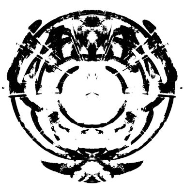 Beyaz arkaplanda soyut mürekkep çemberi, vektör çizimi, yuvarlak grunge damgası