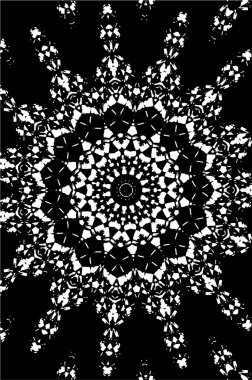 Kaleydoskopik süslemeli siyah beyaz arkaplan.