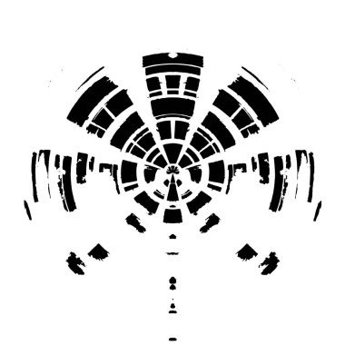 Beyaz arkaplanda soyut eski tip mürekkep çemberi, vektör illüstrasyonu