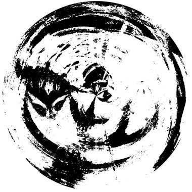 Beyaz arkaplanda soyut eski tip mürekkep çemberi, vektör illüstrasyonu