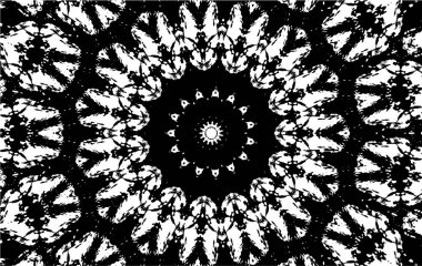 Kaleydoskopik süslemeli siyah beyaz arkaplan.