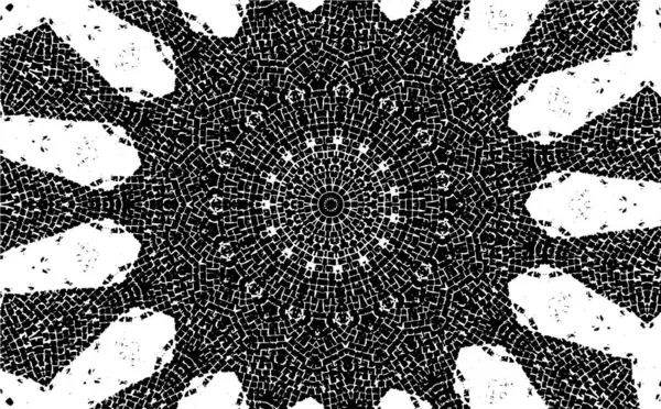 Caleidoscopico Ornamentale Sfondo Bianco Nero — Vettoriale Stock