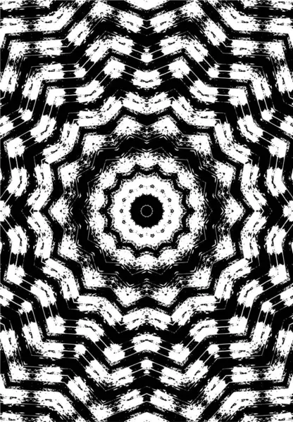 Ornamental Kaleidoscopic Black White Background — Stock Vector