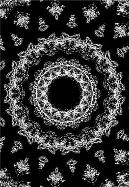 Süslü kaleydoskopik siyah beyaz arkaplan