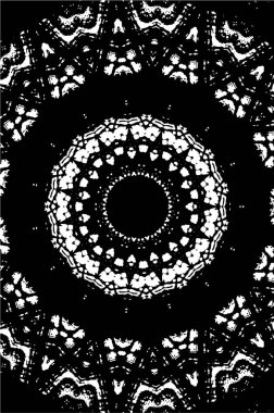 Kaleydoskopik süslemeli siyah beyaz arkaplan.