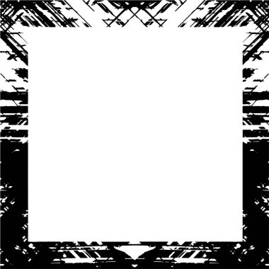 Beyaz arkaplanda siyah soyut çerçeve. Tek renkli arkaplan