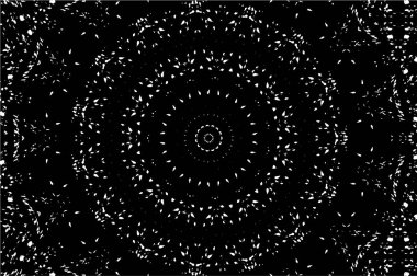 Kaleydoskopik süslemeli siyah beyaz arkaplan.