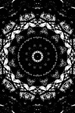 Kaleydoskopik süslemeli siyah beyaz arkaplan