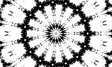 Kaleydoskopik süslemeli siyah beyaz arkaplan.