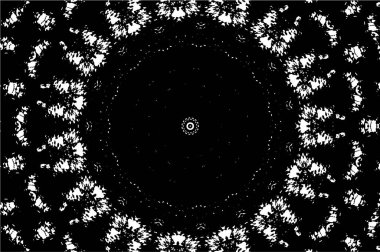 Kaleydoskopik süslemeli siyah beyaz arkaplan.