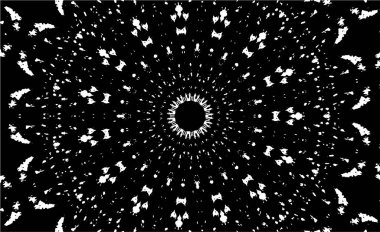 Kaleydoskopik süslemeli siyah beyaz arkaplan.