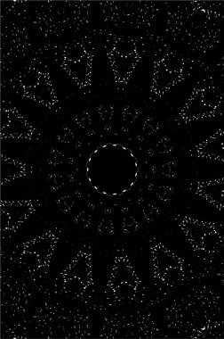 Kaleydoskopik süslemeli siyah beyaz arkaplan.