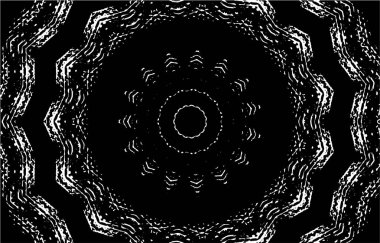 Kaleydoskopik süslemeli siyah beyaz arkaplan.