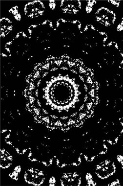 Kaleydoskopik süslemeli siyah beyaz arkaplan.