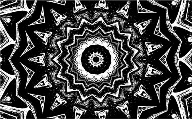 Kaleydoskopik süslemeli siyah beyaz arkaplan