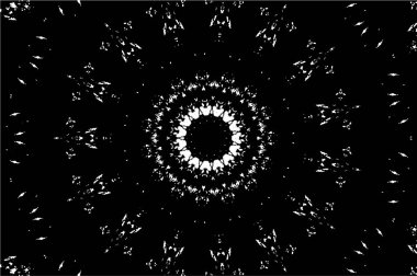 Kaleydoskopik süslemeli siyah beyaz arkaplan.