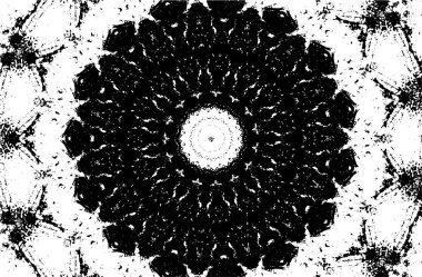 Kaleydoskopik süslemeli siyah beyaz arkaplan