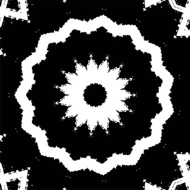 Kaleydoskopik süslemeli siyah beyaz arkaplan