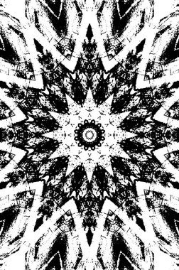 Kaleydoskopik süslemeli siyah beyaz arkaplan