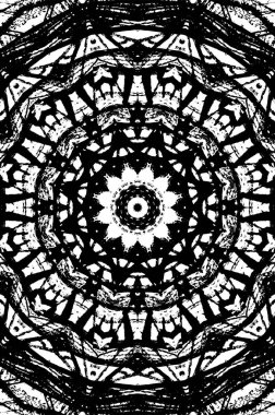 Kaleydoskopik süslemeli siyah beyaz arkaplan