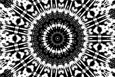 Kaleydoskopik süslemeli siyah beyaz arkaplan.