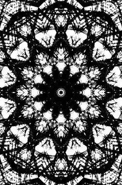 Kaleydoskopik süslemeli siyah beyaz arkaplan