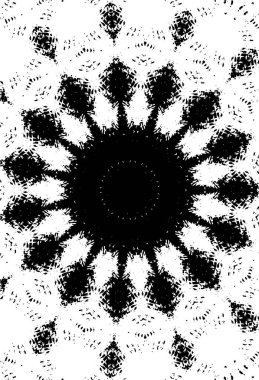 Kaleydoskopik süslemeli siyah beyaz arkaplan.