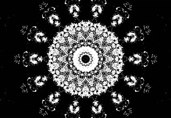 Fondo Bianco Nero Ornamentale Modello Mandala — Vettoriale Stock