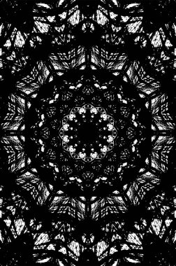 Kaleydoskopik süslemeli siyah beyaz arkaplan