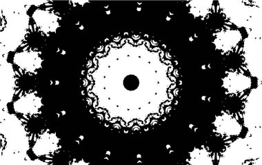 Kaleydoskopik süslemeli siyah beyaz arkaplan