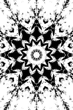 Kaleydoskopik süslemeli siyah beyaz arkaplan